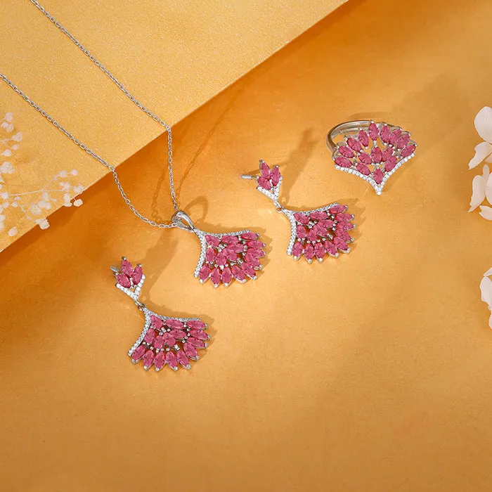 Silver Pink Floret Set of Three Giva