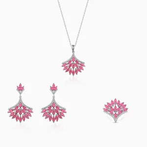 Silver Pink Floret Set of Three Giva