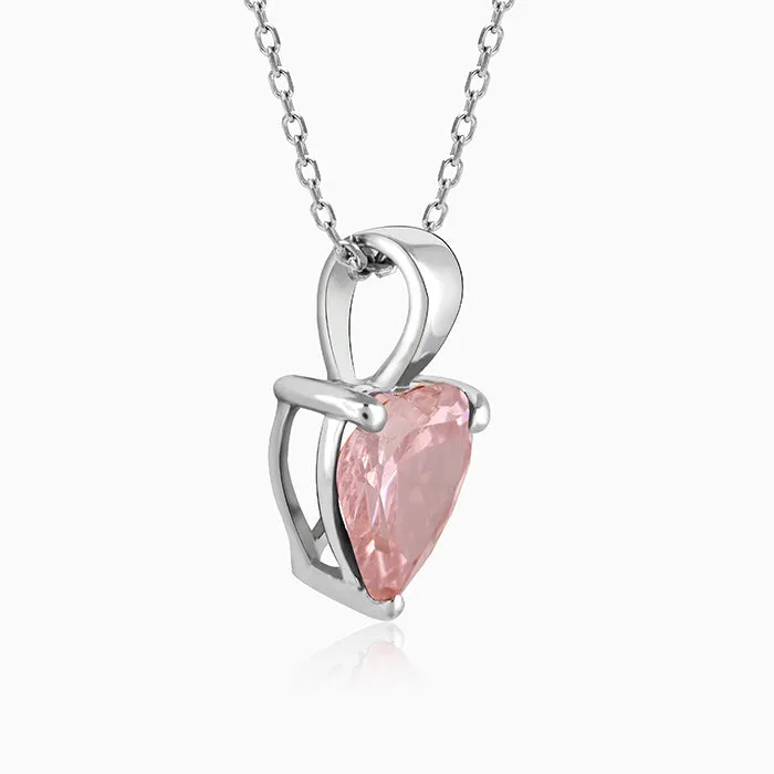 Silver Pink Heart Pendant with Link Chain Giva