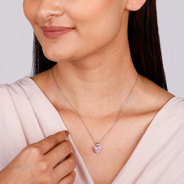 Silver Pink Heart Pendant with Link Chain Giva