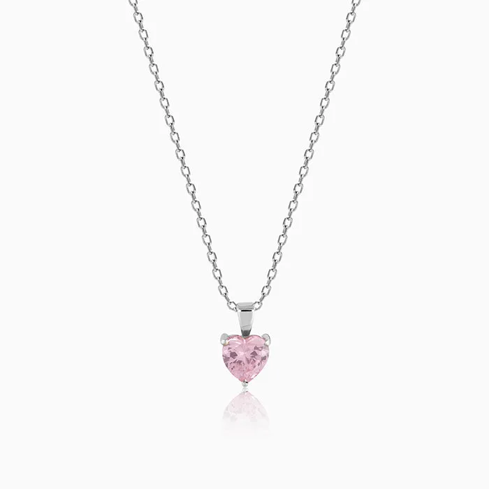Silver Pink Heart Pendant with Link Chain Giva