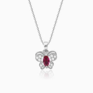 Silver Pop Pink Studded Butterfly Pendant With Link Chain Giva