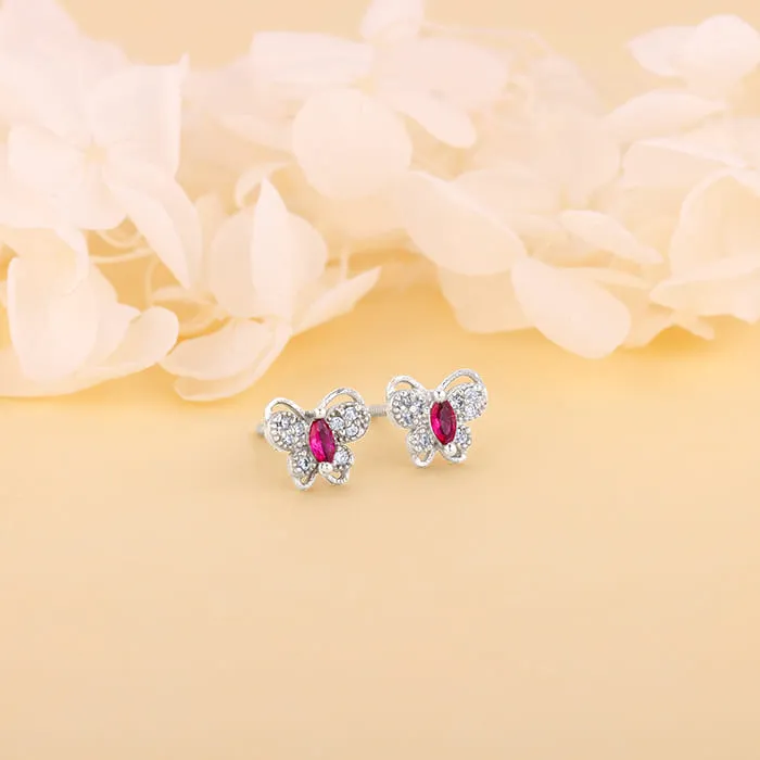 Silver Pop Pink Studded Butterfly Studs Giva