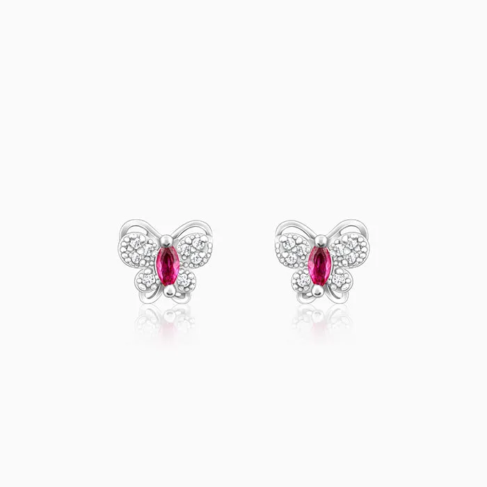 Silver Pop Pink Studded Butterfly Studs Giva