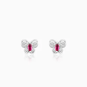 Silver Pop Pink Studded Butterfly Studs Giva