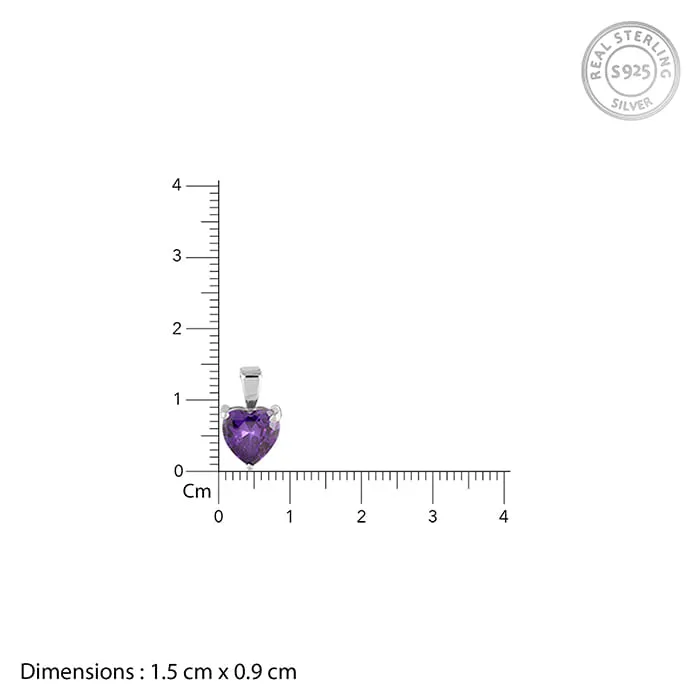 Silver Purple Heart Pendant with Link Chain Giva