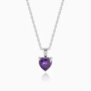 Silver Purple Heart Pendant with Link Chain Giva