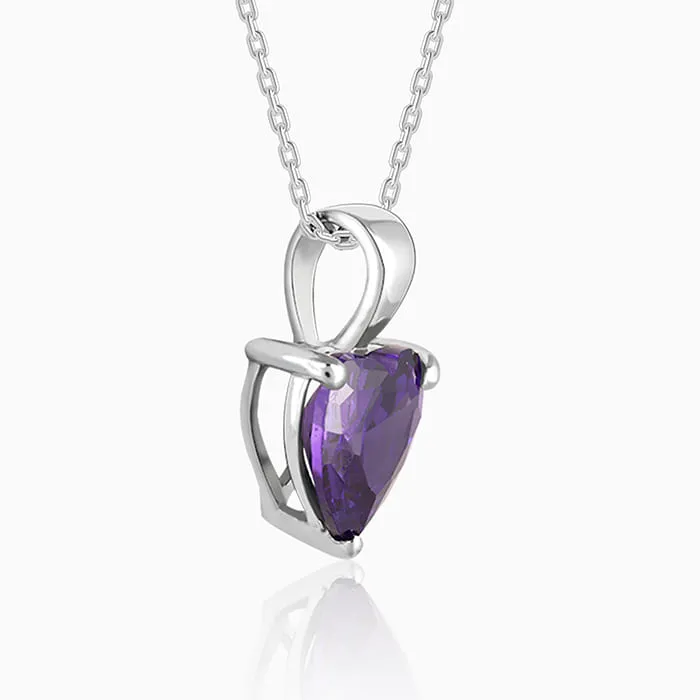 Silver Purple Heart Pendant with Link Chain Giva