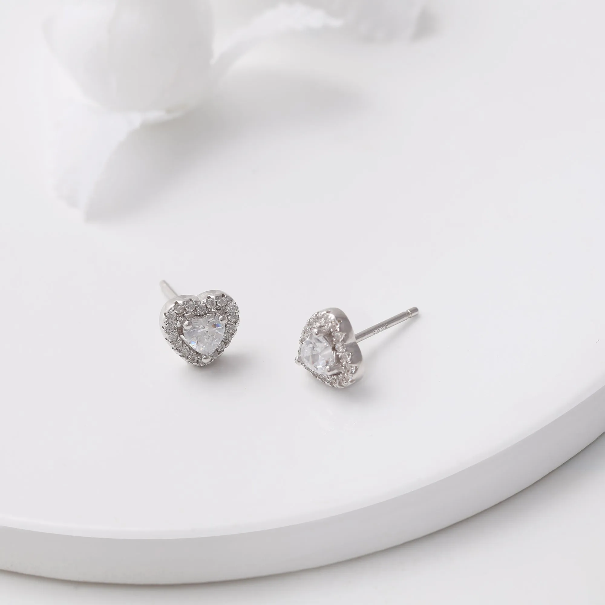 Silver Shimmer Heart Stud Earrings Giva