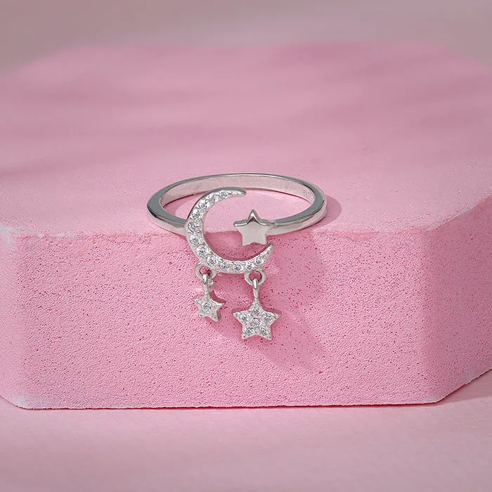 Silver Shiny Crescent Ring Giva