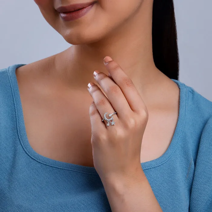 Silver Shiny Crescent Ring Giva