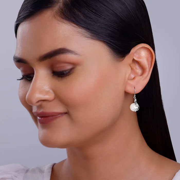 Silver Shiny Pearl Earrings Giva