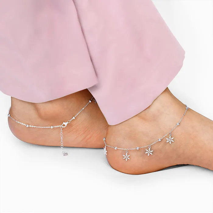 Silver Snowflake Charm Anklet Giva