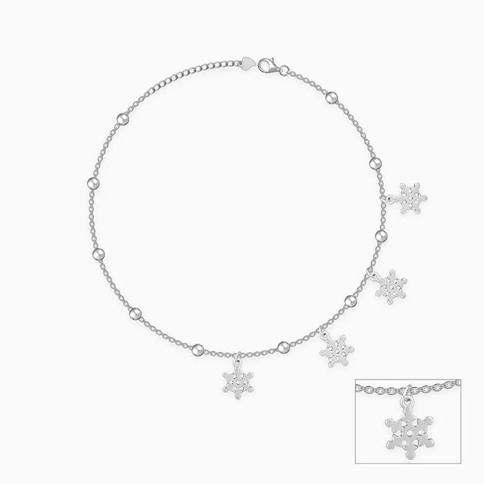 Silver Snowflake Charm Anklet Giva