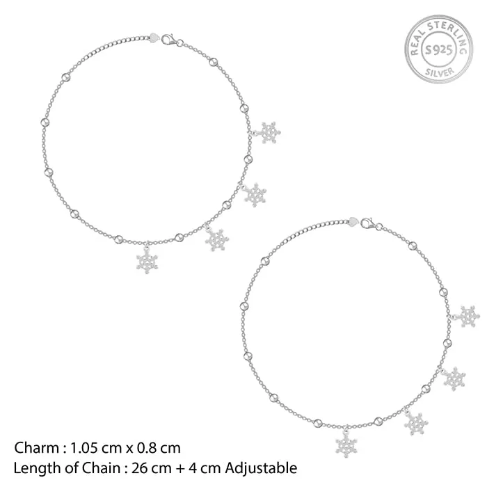 Silver Snowflake Charm Anklet Giva