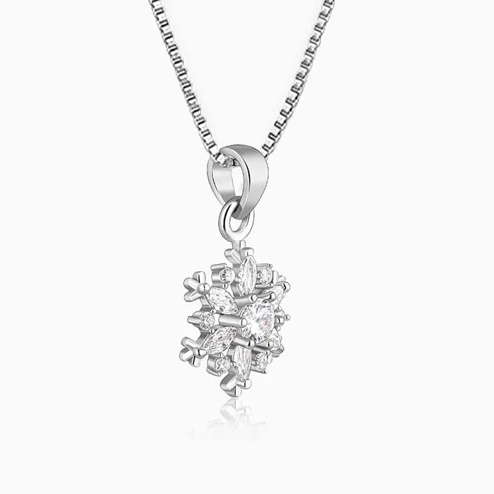 Silver Snowflake Pendant With Box Chain Giva