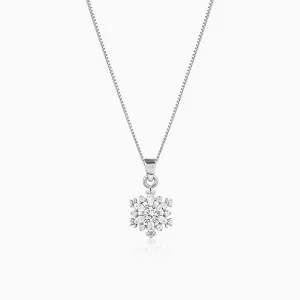 Silver Snowflake Pendant With Box Chain Giva