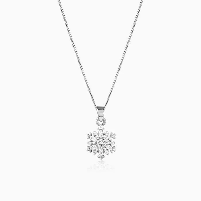 Silver Snowflake Pendant With Box Chain Giva