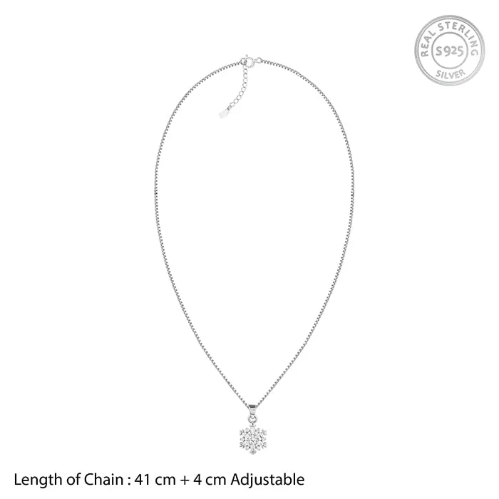 Silver Snowflake Pendant With Box Chain Giva