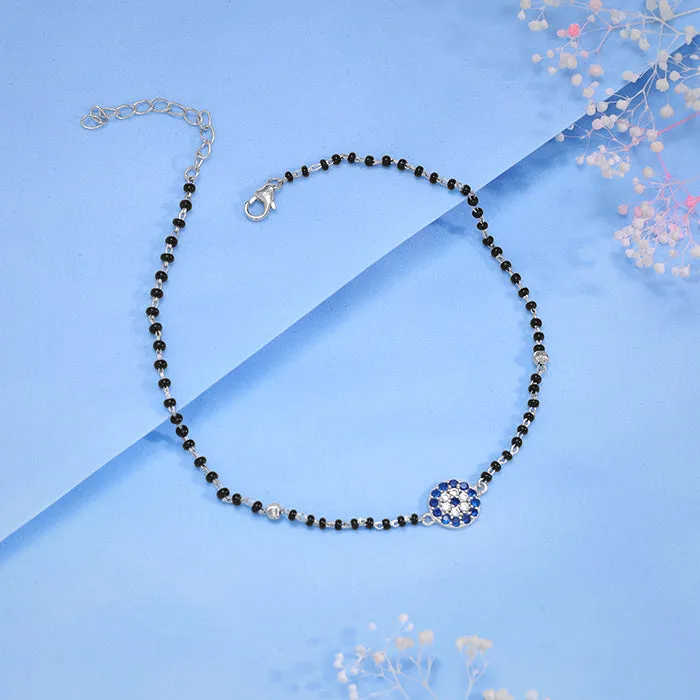 Silver Sparkling Evil Eye Anklet Giva