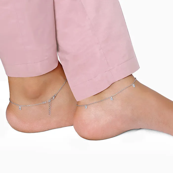 Silver Star Charmed Anklet Giva