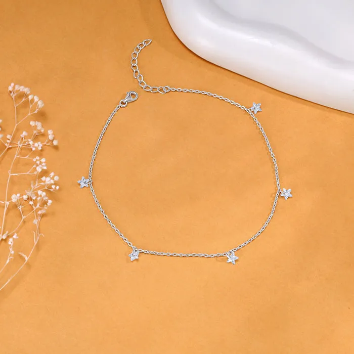 Silver Star Charmed Anklet Giva