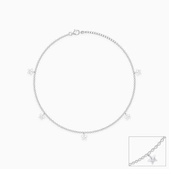Silver Star Charmed Anklet Giva