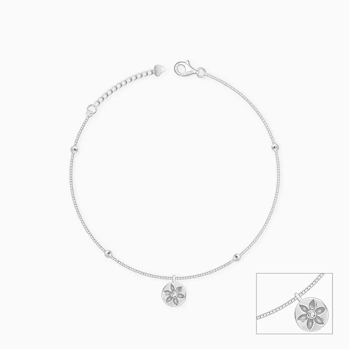 Silver Waterlily Charm Anklet Giva