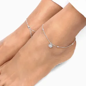 Silver Waterlily Charm Anklet Giva