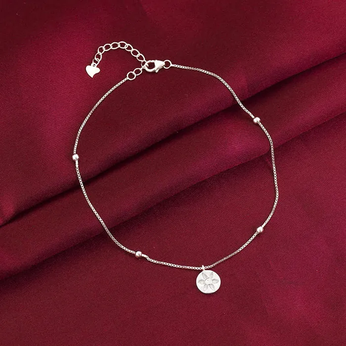 Silver Waterlily Charm Anklet Giva