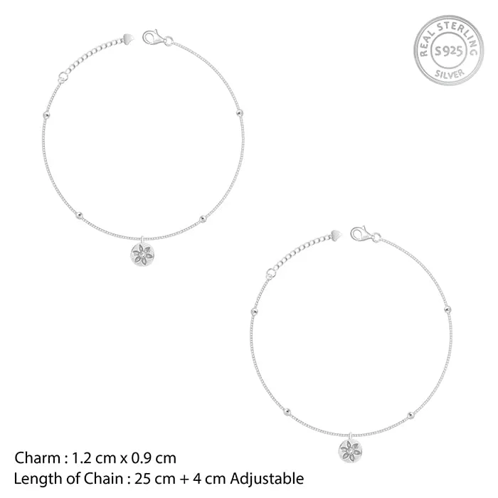 Silver Waterlily Charm Anklet Giva
