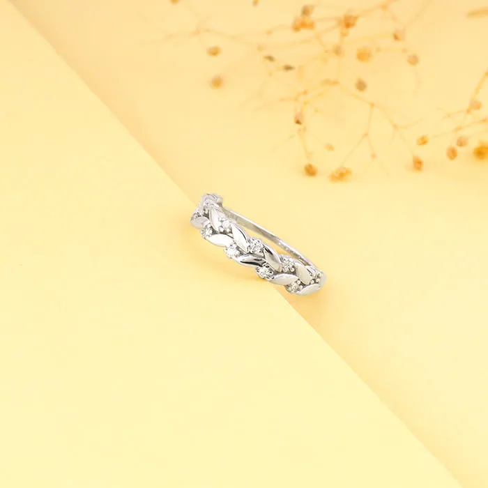 Silver Woven Leaf Ring Giva
