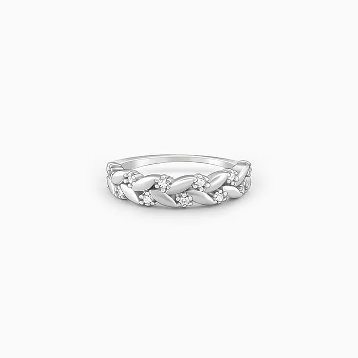 Silver Woven Leaf Ring Giva