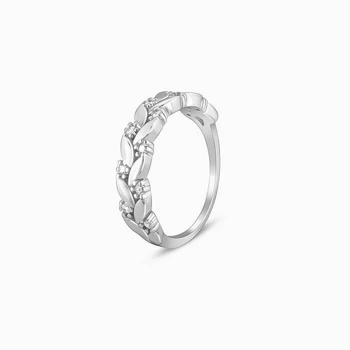 Silver Woven Leaf Ring Giva