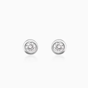 Silver Zircon Bezel Stud Earrings Giva