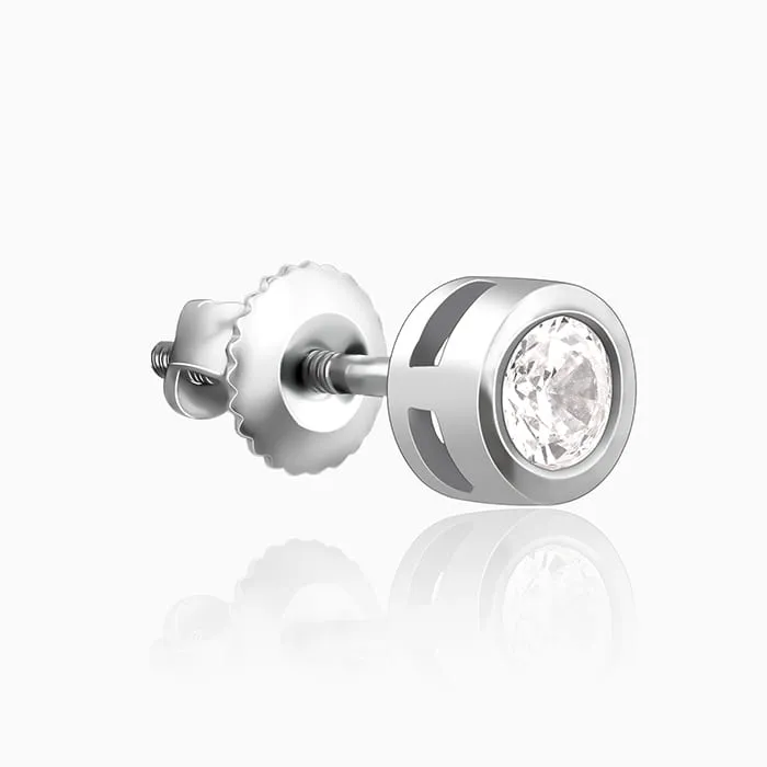 Silver Zircon Bezel Stud Earrings Giva