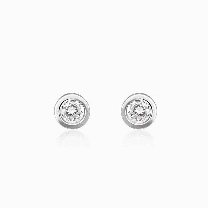 Silver Zircon Bezel Stud Earrings Giva