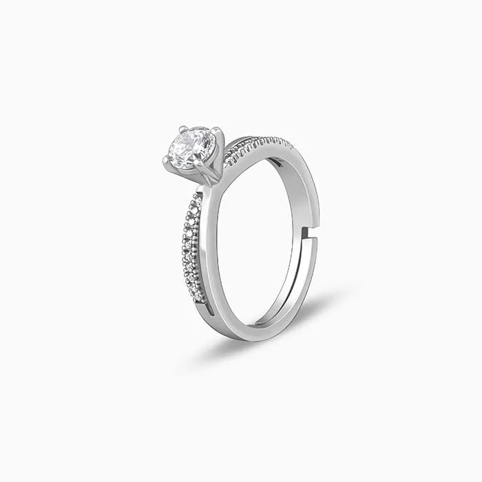 Silver Zircon Layered Ring Giva