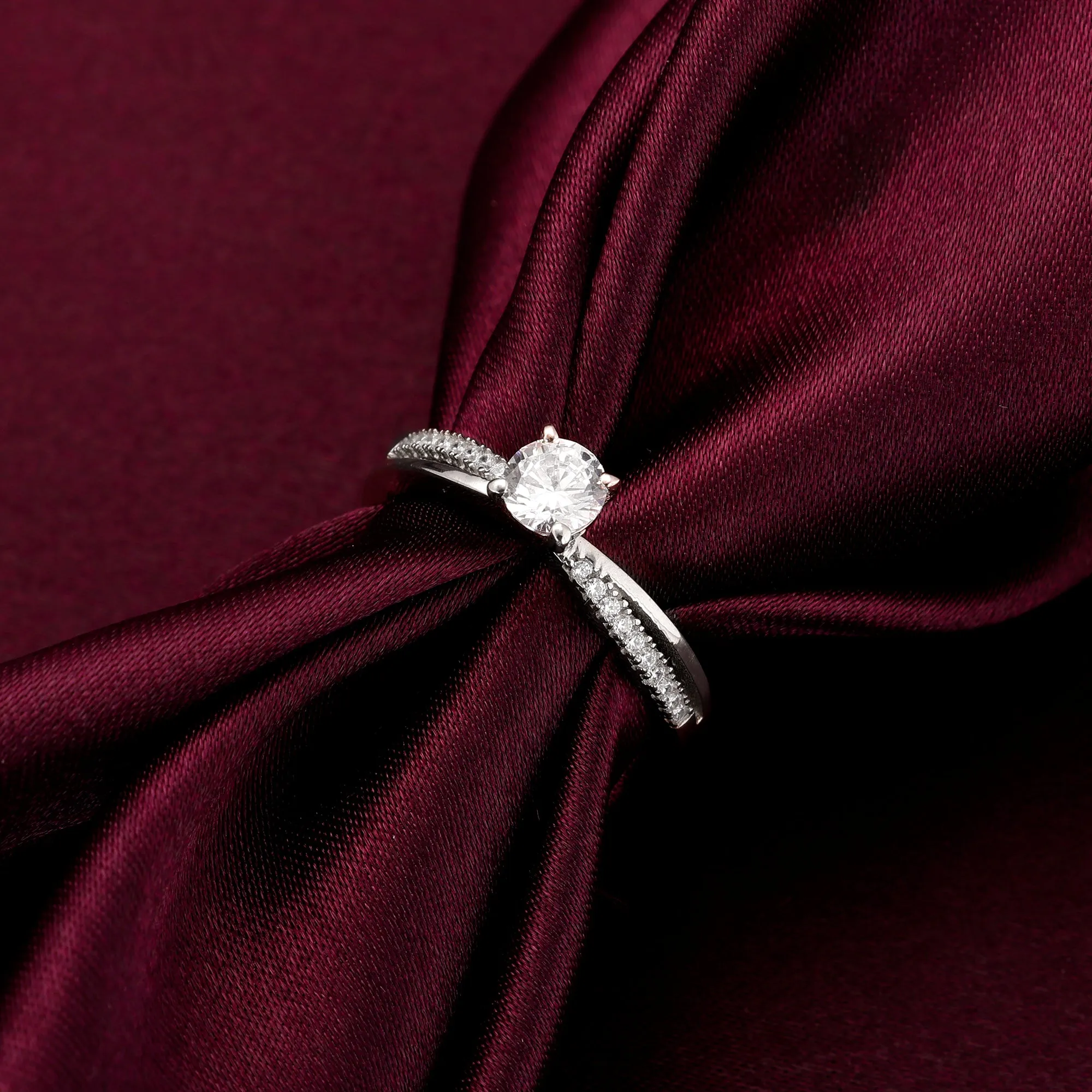 Silver Zircon Layered Ring Giva
