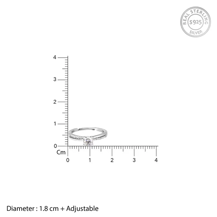 Silver Zircon Layered Ring Giva