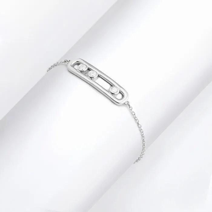 Silver Zircon Slider Bracelet Giva