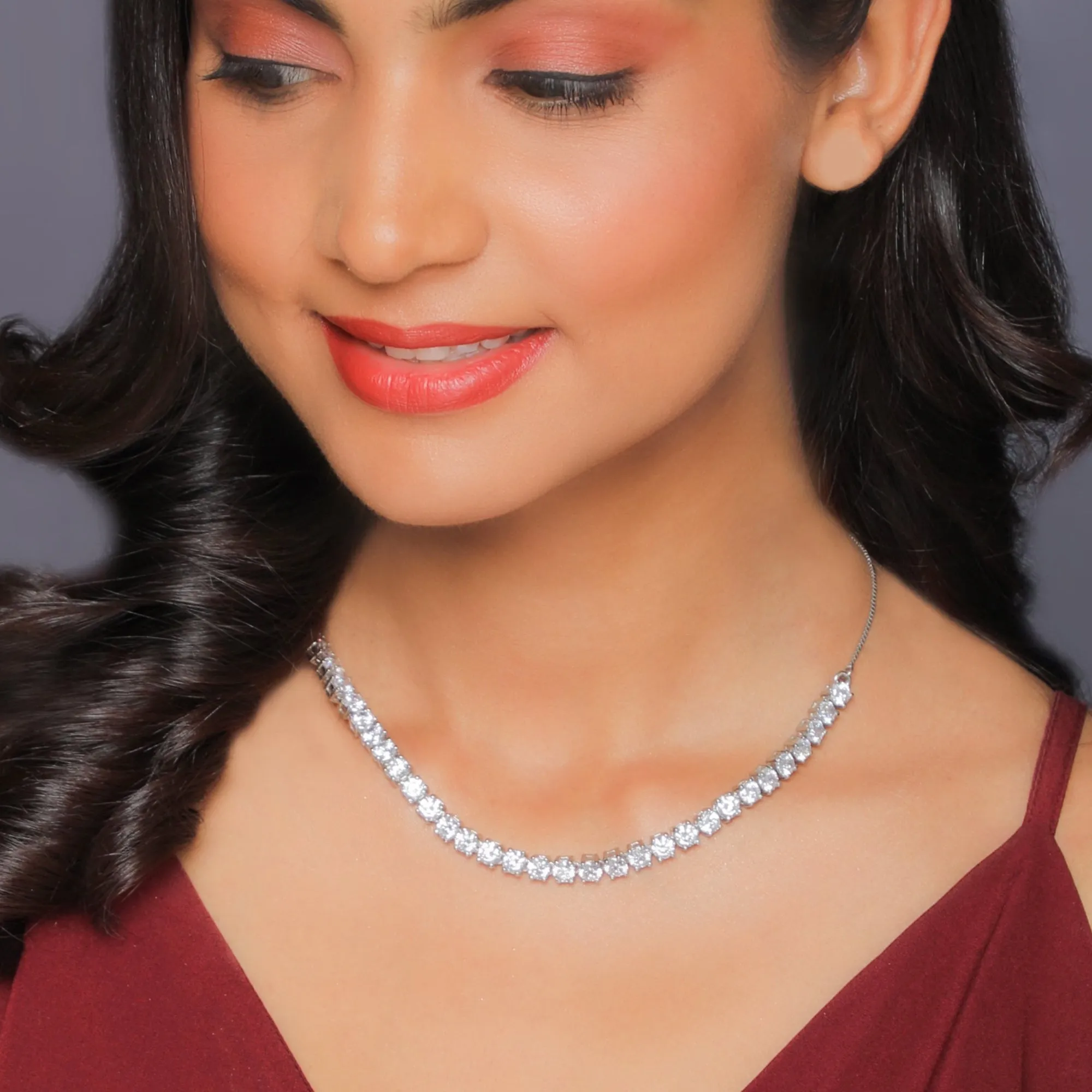 Silver Zircon Solitaire Necklace Giva