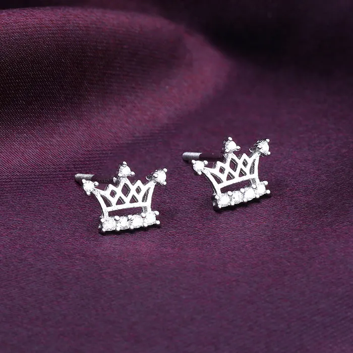 Silver Zircon Sparkling Crown Earrings Giva