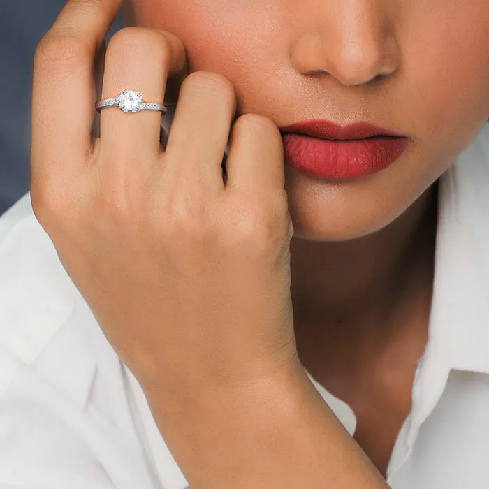 Silver Zircon Twist Ring Giva