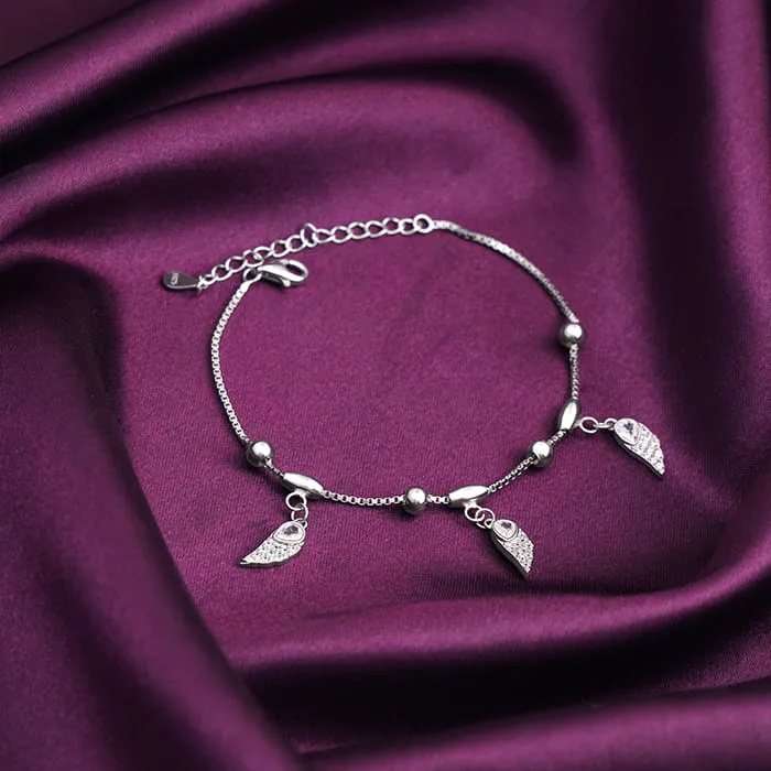 Silver Zircon Winged Charm Bracelet Giva