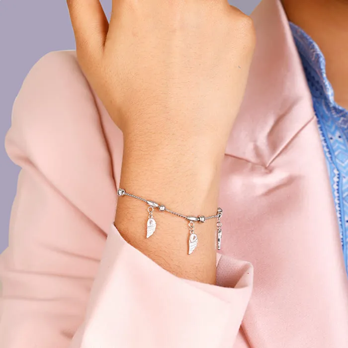 Silver Zircon Winged Charm Bracelet Giva