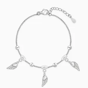 Silver Zircon Winged Charm Bracelet Giva