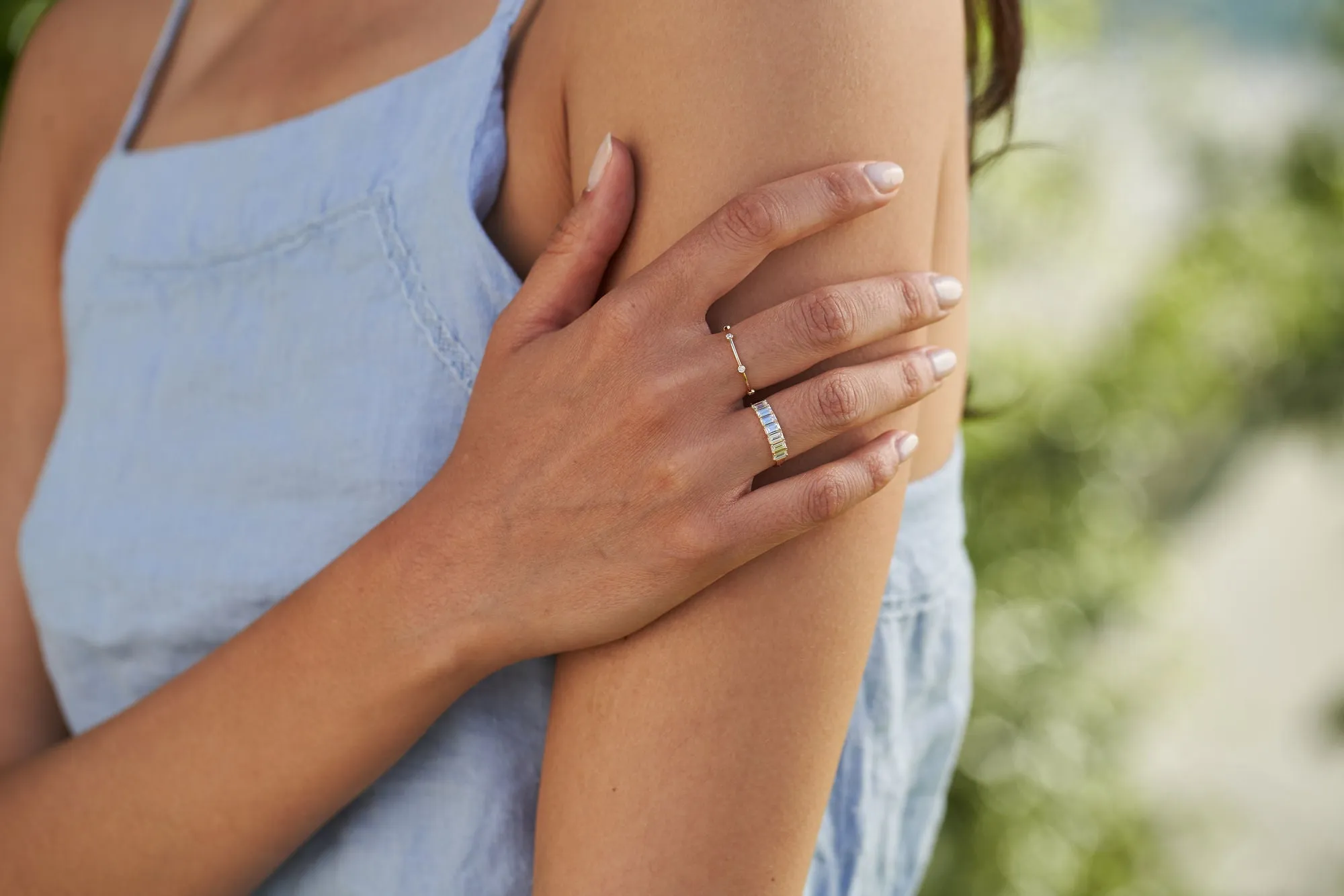 Six Diamond 14K Gold Band