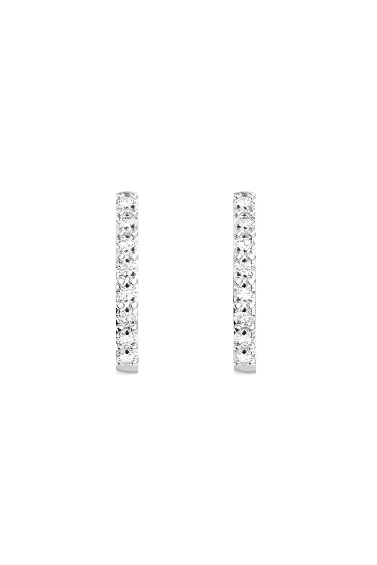 Small Line 18K White Gold Hoop w. Lab-Grown Diamonds