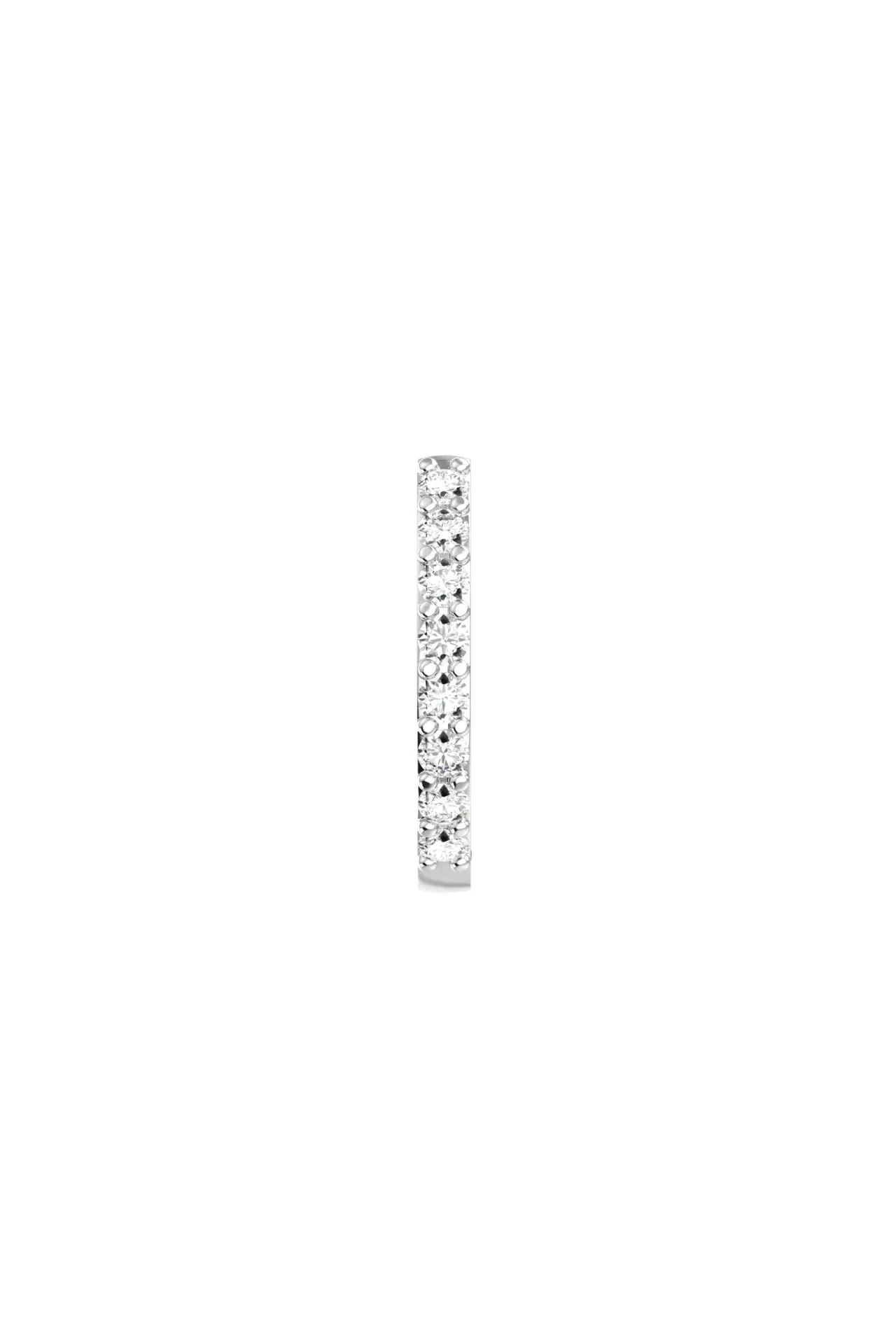 Small Line 18K White Gold Hoop w. Lab-Grown Diamonds
